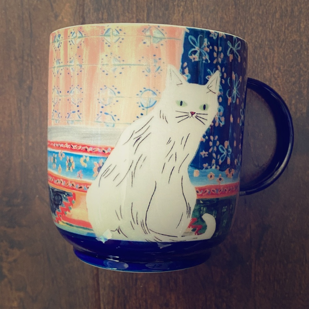 Anthropologie sweet white kitty Mug